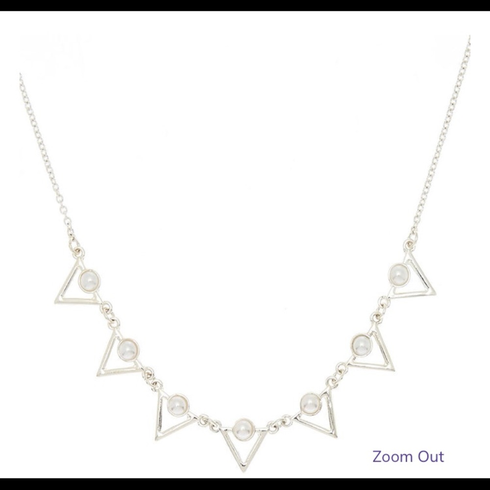 Silver Pearl Triangle Necklace